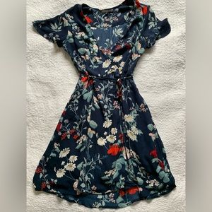 Dynamite Floral Mini Wrap Dress with Flutter Sleeves